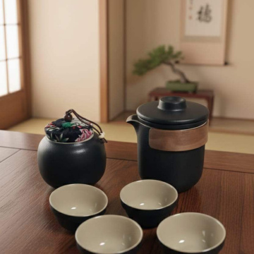HO007	Hogar Cocina Tetera Cerámica con 4 Tazas (color negro)