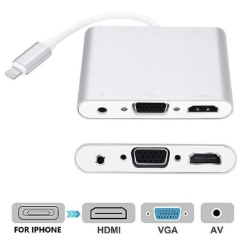 A176	Electrónico Adaptador Celular Convertir iPhone a HDMI&VGA (iOS 15 arriba)