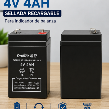 ELE24	Electrónico Batería Cuadrado  4V/4Ah Sellado Recargable (Para Indicador de Balanza)