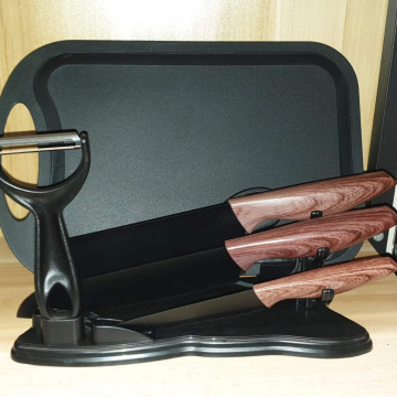 HO055	Hogar Cocina Juego de cuchillos de acero inoxidable con punta madera, 7 piezas