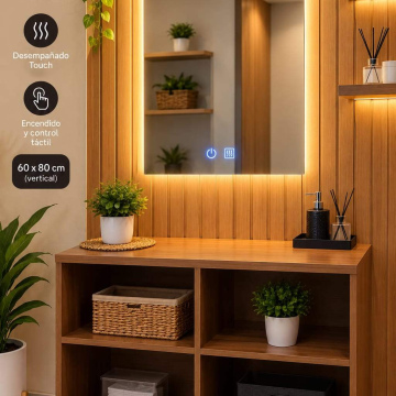 MUE49a	Mueble Espejo Rectangular 60*80cm con Led y Desempañado Touch (Vertical)