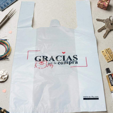 EMP19	Empaque Bolsa Gabacha Gracias 15mic*20(10)cm*32cm Blanco