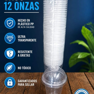 EMP07	Empaque Vaso Plástico 350ml(12oz) Ø95mm*Altura104mm*Ø58mm (sin Tapa) 1000/Caja
