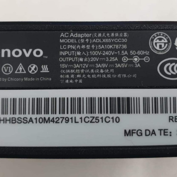 ELE69	Electrónico Cargador Computador Lenovo 65W punta TipoC 20V 3.25A