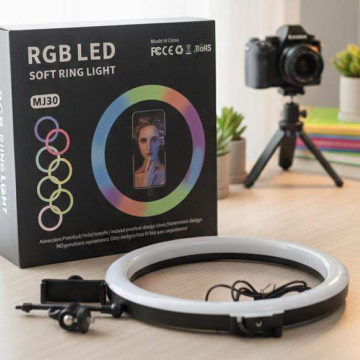 EL012	Electrónico Luz Youtuber Circular Frontal RGB de 12” con soporte